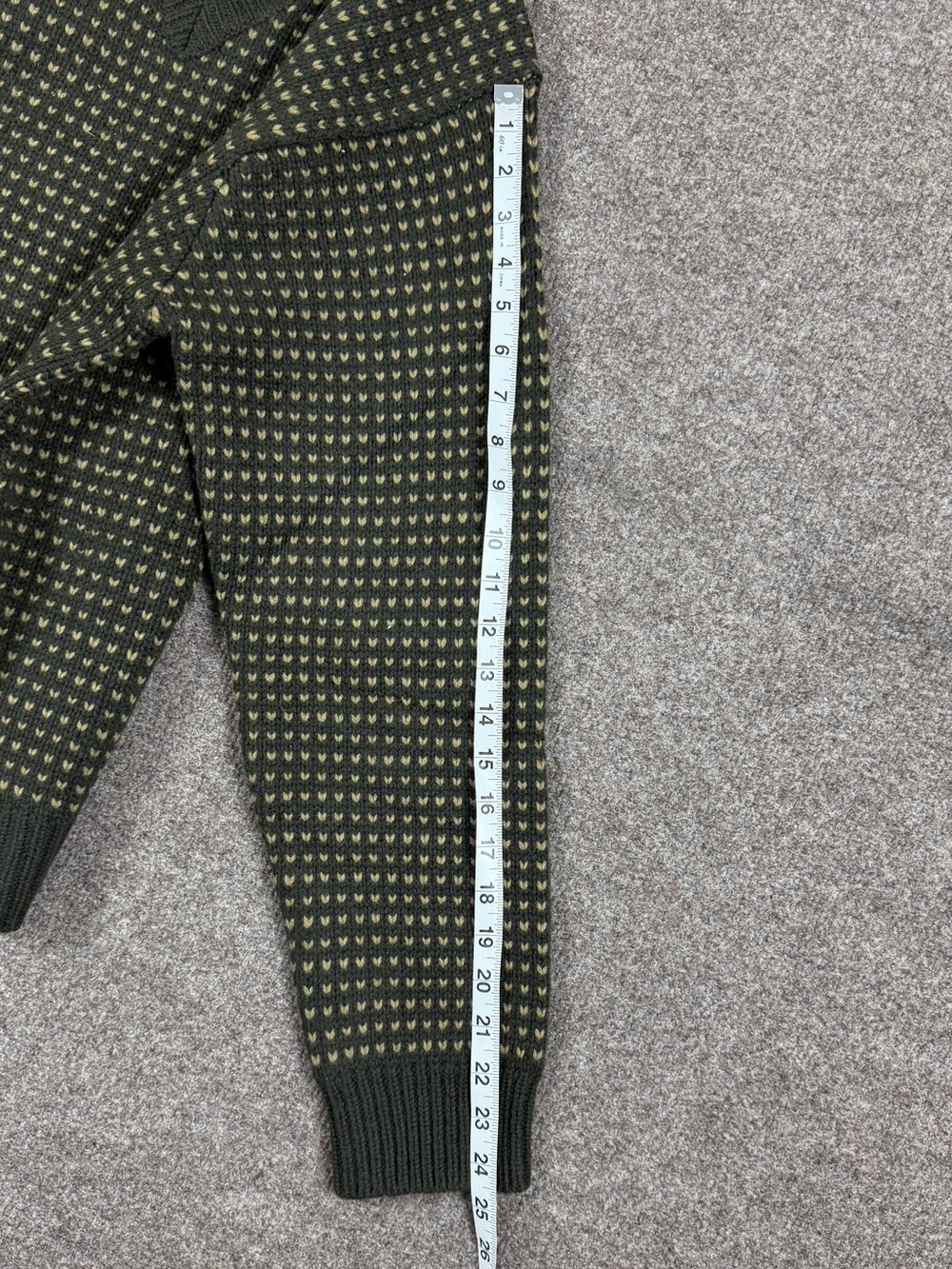 J Crew Green Birdseye Pattern V-Neck Knit Wool Pullover Sweater Men’s Large NWT - Picture 5 of 7